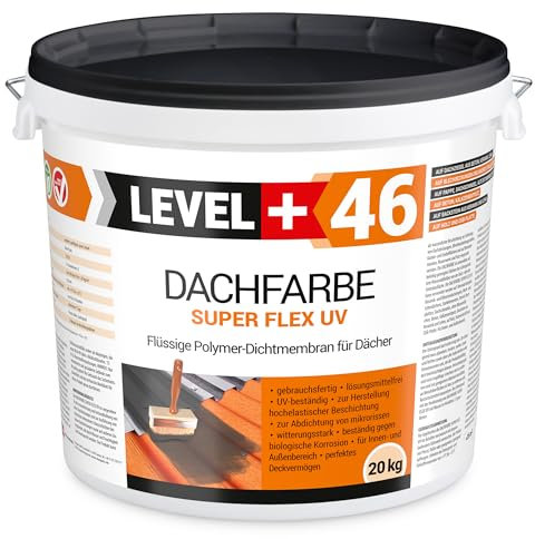 LEVEL PLUS Dachfarbe 20kg Sockelfarbe Dachlack Dachsanierung flexibler Polymermembran hochdeckend wetterbeständig Ziegelrot RM46