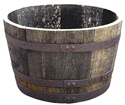 Temesso Halbes Fass aus original schottischem Whiskyfass rund - geölt (Geölt - mit Rollen und Ablaufbohrungen)
