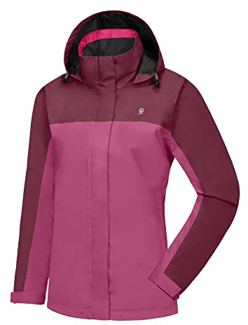 Little Donkey Andy Women's Lightweight Waterproof Rain Jacket Windbreaker Rain Coat Shell for Hiking,Travel Tango Red/Rose Red M