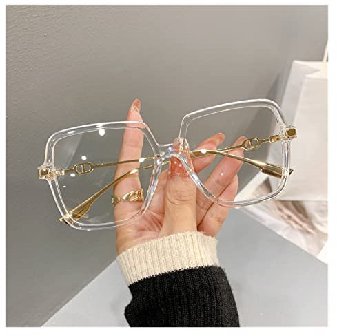 siqiwl Lunettes pour Lire, Lunettes surdimensionnées de la Mode, bloquante Anti-Bleue, Lunettes de Cadre carré rétro, Lunettes de Vue for Ordinateur (Color : 0+, Size : 1-1)