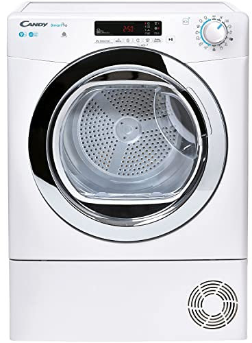Candy CSOEC9DCG 9kg Freestanding Condenser Tumble Dryer, Sensor Dry, WIFI Connectivity, White with Chrome door