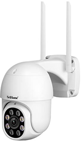 SRIHOME Cámara de vigilancia de Seguridad, 2MP WiFi PTZ IP Camera, Seguimiento de Movimiento automático,Visión Nocturna,IP66 Resistente al Agua,Audio 2Way