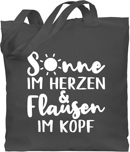 Shirtracer - Baumwolltasche - Sprüche Statement mit Spruch - Sonne im Herzen und Flausen im Kopf
