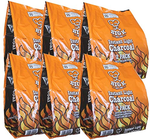 Instant Light Lumpwood Charcoal Bags - 2x1kg BBQs Instant Coal Bags quick and easy to use with Topline Card, perfect for Outdoor Barbecues (6 Pack)