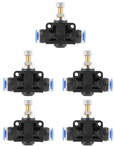 Pneumatisches Durchflussregelventil 6mm Push-In Drosselventil 5er Set Steckverbinder für Druckluft