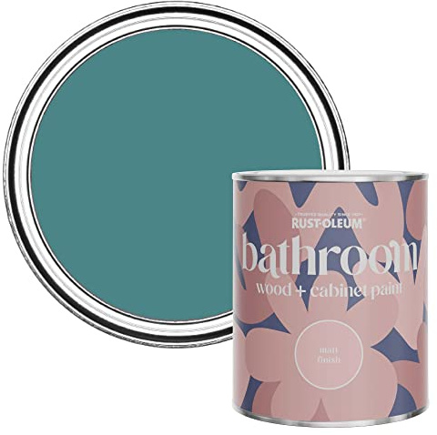 Rust-Oleum Green Moisture Resistant Bathroom Wood and Cabinet Paint in Matt Finish - PEACOCK SUIT 750ML