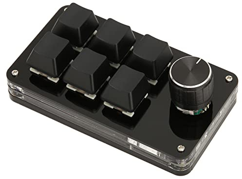 Teclado Mecánico Macro de una Mano, Mini Teclado Retroiluminado con LED con 6 Teclas Y Perilla, Programación Macro OSU Gaming Keyboard HID Standard Typewriter