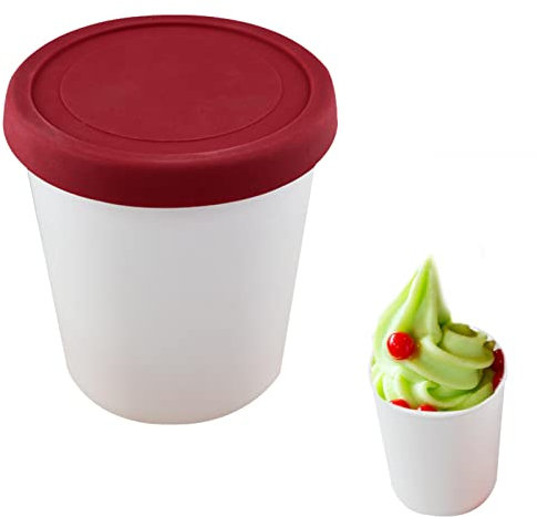 ZCSXK Récipients à crème glacée | Conteneur à dessert surgelé avec couvercles – Bac de rangement réutilisable pour crème glacée, yaourt glacé maison, capacité de 1 l