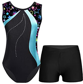 IEFIEL Mädchen Glitzer Turnanzug Ärmellose Leotards Rückenfrei Ballettanzug mit Strass Ballettkleidung Gymnastikbody Tanzkostüm