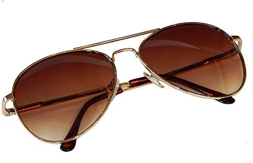 Pilotenbrille Fliegerbrille Pornobrille Sonnenbrille Brille Top Gun G2 (G 2 Gold Braun)