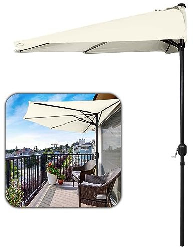 Ombrellone da Balcone Mezzaluna Mezzo Ombrellone da Terrazza Semicircolare Grande Protezione Solare Ombrellone da Mercato 300x145x235cm (Color : Bianco)