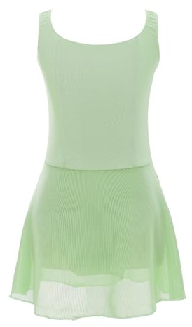 MSemis Ballettkleid Mädchen Ärmellos Ballett Trikot Baumwolle Ballettanzug Kinder Ballettkleidung Tanzkleid Tanzbody mit Chiffon Rock Tütü Hellgrün D 122-128