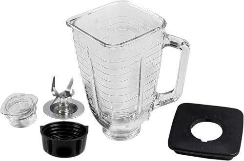 HQRP Glass Square Replacement Blender Jar Set, 4.5 Top Compatible with Oster Osterizer Blender Models, 5-Cup, 1.25L Pitcher, 0.33 Gallon Capacity