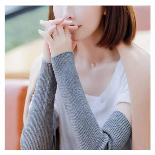 SHTGOI Lange Wolle Fingerlose Handschuhe Baumwolle Strick Armstulpen Winter Warme Handwärmer Stulpen Weiche Dehnbare Pulswärmer Unisex Armstulpen Winterhandschuhe für Damen und Frauen Grau