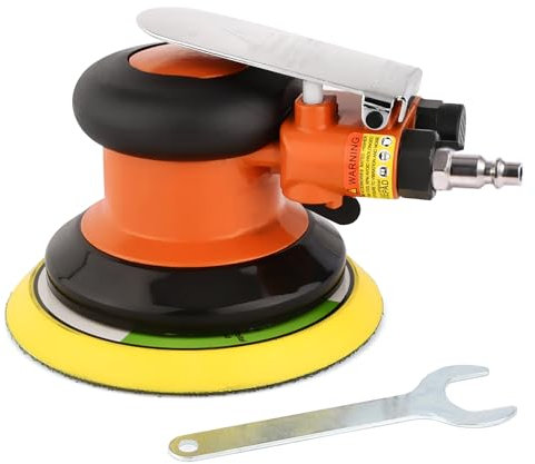 Ponceuse excentrique à air comprimé 125 mm, mini ponceuse pneumatique haute performance à double action avec fermeture, 10 000 tr/min, orange