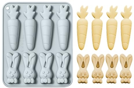 1 Stück Ostern Silikon Schokoladenformen, Rettich Osterhasen Backform, Silikonform Hase Ostern, Silikon Schokoladenformen Ostern für Machen Schokolade,Kuchen,Handgefertigte Seife (1 Blau)