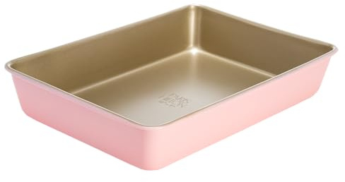 Paris Hilton Nonstick Carbon Steel Bakeware Collection, 13-Inch x 9-Inch Multipurpose Pan, Dishwasher Safe, Made Without PFOA and PFAS, Pink Champagne Two-Tone