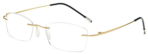 KOOSUFA Titan Randlose Lesebrille Blaulichtfilter Herren Damen Ultra Leicht Rahmenlose Lesebrillen Lesehilfe Arbeitsplatzbrille Anti Müdigkeit Brille mit Stärke 0.0 1.0 1.5 2.0 2.5 3.0 3.5 4.0