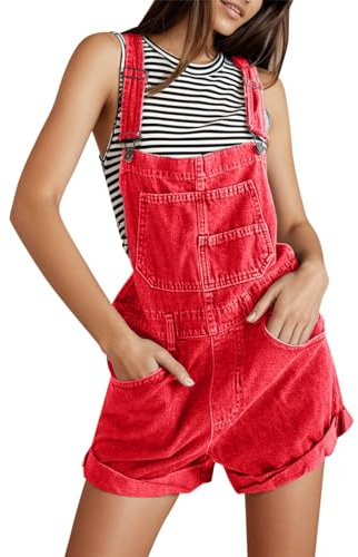 KBOPLEMQ Salopette da donna in jeans corti, pantaloni con gamba dritta, pantaloni in denim, tuta da donna, pantaloni corti