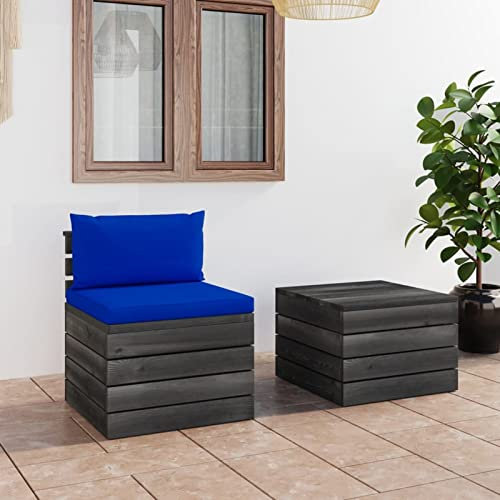 ShCuShan 2-TLG. Garten-Sofagarnitur aus Paletten mit Kissen Outdoor Sitzgruppe Lounge Set Balkon Outdoor Furniture TerassenmöBel AußEn Lounge Kiefernholz - 3061669