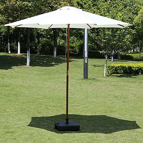 asdchZen 7Ft/2,1M Weißer Strandschirm Aus Holz, Rund, Für Den Außenbereich, Terrassenschirm, Wasserdicht/Uv 50+, Markttischschirm Mit Kurbel