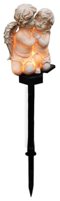 Syfunlv Solarleuchte für den Außenbereich, Gartenengel-Solarleuchte, wasserdichte LED-Solarleuchte, Engel-Skulptur aus Harz, 1.2 V, Engel-Gartenfigur, für Gartenfigur-Dekoration, Rasen, Weg (Paar)