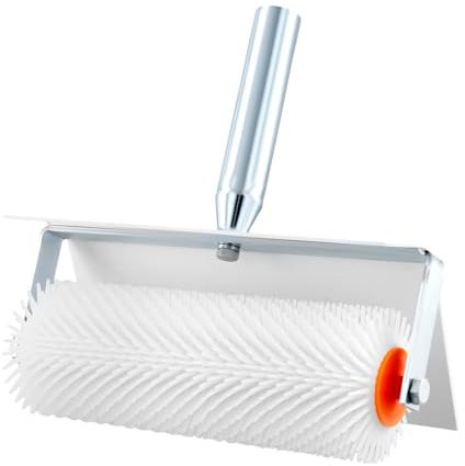 QWORK® Rullo di ventilazione 25 cm con paraspruzzi, lunghezza punta 21 mm, rullo a spuntoni, per rimuovere bolle e per superfici lisce