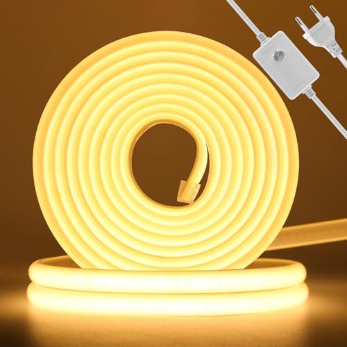 KISUFU 220V Bande Lumineuse LED COB, Dimmable 288 LEDs/m Néon Étanche IP67 Ruban LED 50cm Découpable Flexible Light Strip pour DIY La fête, Chambre, Jardin, Plafond Décoration.