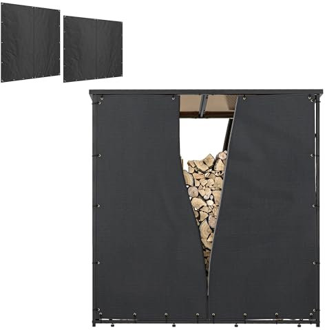 Outsunny 2er-Set Kaminholzregal Abdeckung Abdeckplane für Brennholzregal 600D Oxford Wasserdicht Holzregalabdeckung Aussen Schutzhülle wetterfeste Schutzabdeckung für Holzregale 176 x 163/175 cm