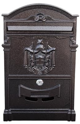YZMJXNYY Briefkasten Im Vintage-Stil, Paketbriefkasten, Postkasten Briefkästen, Wetterfester Wandbriefkasten, Verschließbar, Postbox, Wetterfester(Black Gold)