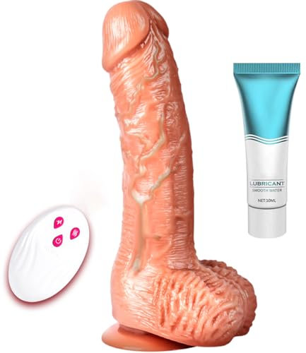 Dildo realistico-Dildo anale con spinta con modalità di vibrazione potente 7×7 con stimolazione del punto G vaginale e anale, vibratore anale del pene maschile, dildo riscaldante multifunzionale
