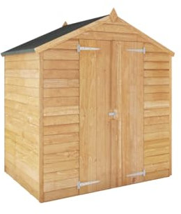 Waltons 4x6 Overlap Wooden Garden Shed | Double Doors | Windowless Outdoor Storage Shed for Tools, Bikes & Equipment | Waterproof Felt Apex Roof