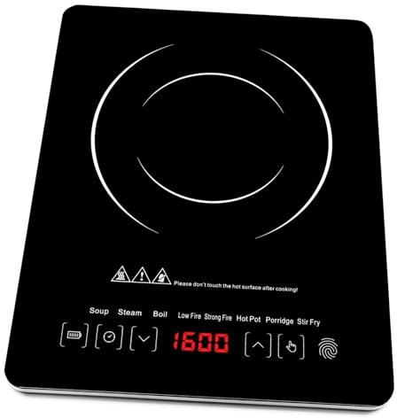 Hoement Intelligenter Induktionsherd Elektrokochfeld Mikrokratzfeste Platte Digitalanzeige Timer Tragbarer Herd Für Zuhause Und Camping