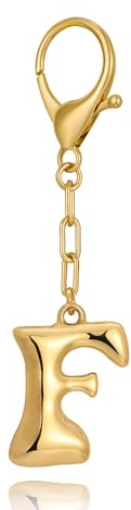 WOWORAMA Initialbuchstabe Schlüsselanhänger für Frauen Chunky Gold Bubble Buchstabe A bis Z Taschenanhänger Handtaschen Anhänger Schlüsselringe Zubehör