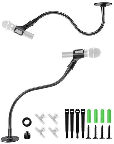 48,3 cm Schwanenhals-Mikrofonständer – robuste Schreibtisch- und Wandflanschhalterung, flexibel verstellbar, Universal-Mikrofonhalter mit 5/8 auf 3/8 Adapter und Kabelbinder, Mikrofonarm, ideal für