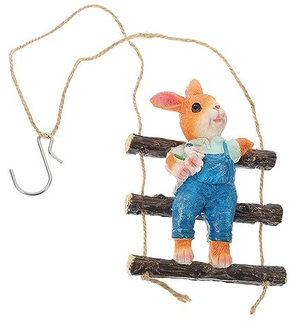 POPETPOP Garden Hanging Rabbit Adorn Rabbit Pendant Rope Ladder Pendant Resin Craft Hanging Decor