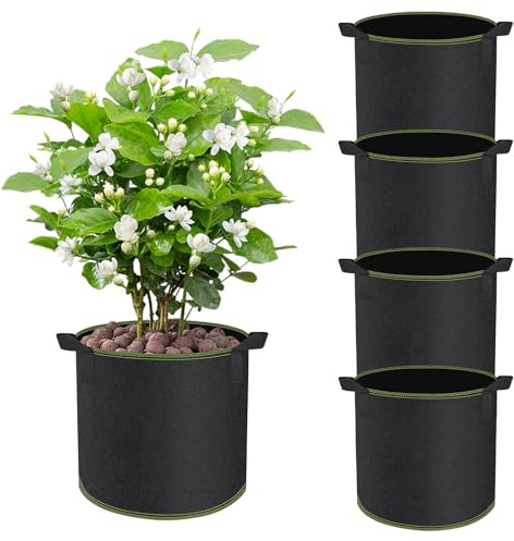 CHIHOLEN 4 sacchetti da 6 l, in tessuto non tessuto, con manici per patate, pomodori e fragole, per balcone, terrazza, serra e giardino, 2 galloni