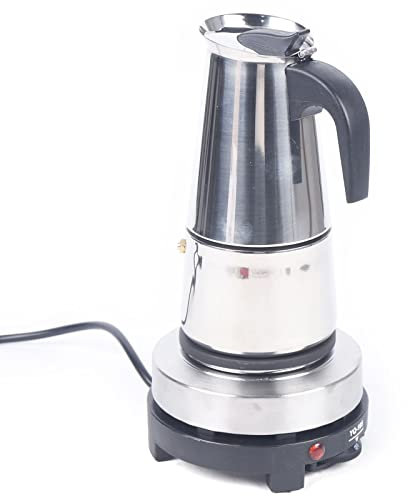 CLEADONG Caffettiera espresso 220 V con piastra elettrica per fornelli a gas, elettrici, fornelli in ceramica e fornelli da campeggio
