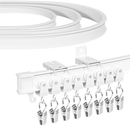Newthinking Flexible Curtain Track 5m, Bendable Plastic Curtain Track and Fittings for Bay Window Ceiling