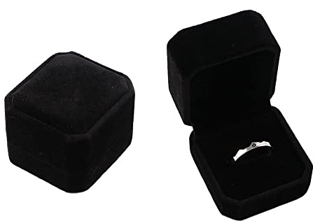 Samt-Ringbox, Verlobungsring-Box, quadratische Schmuck-Geschenkboxen für Antrag, Hochzeit, Valentinstag, Mädchen, Frauen, Mutter, Geschenke (schwarz)