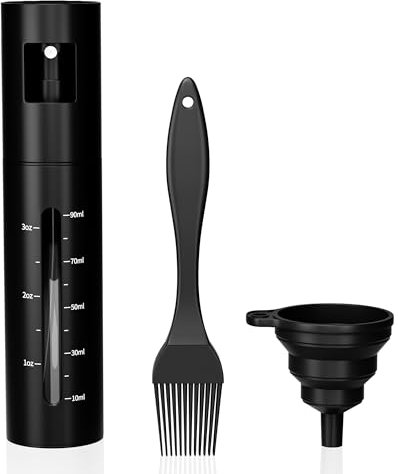 CeleVista Ölsprüher für Speiseöl, 100ml Ölzerstäuber für Heißluftfritteuse, BPA-frei, Präziser Öl spray, Messskala Öl Sprühflasche für Küche, Salat, Grillen, Backen (Black)