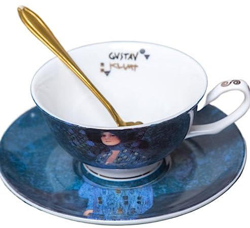 SEEHA Eleganti Tazze da tè/Tazze da caffè, Design Classico, Tazza da caffè e piattino da tè, Set di Tazze da caffè in Ceramica e Porcellana, for Ufficio, casa e Bar.(B)