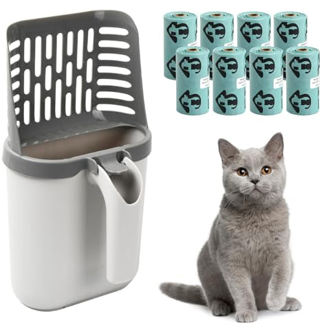 Culinavog Paletta per Lettiera Gatto, Portatile Cucchiaio per Lettiera Gatto con Contenitore, Paletta Lettiera Gatto con Cassetta per Gatti di Grande capacità, Cat Litter Scoop in Plastica per Rifiuti