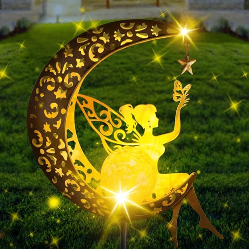 Euakee La Lampada Solare per Esterni, Luna Lampada Solare, Fata Luci Decorazione per Balcone, Impermeabili, Luci Solari da Giardino per Vialetto, Prato, Patio o Cortile