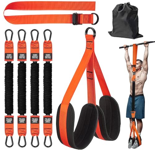 Kottwca Klimmzughilfebänder, Robuste Klimmzug-Widerstandsbänder, Verstellbar Resistance Bands mit Zwei Fußstützen und Tasche, Klimmzug-Hilfsbänder für Krafttraining