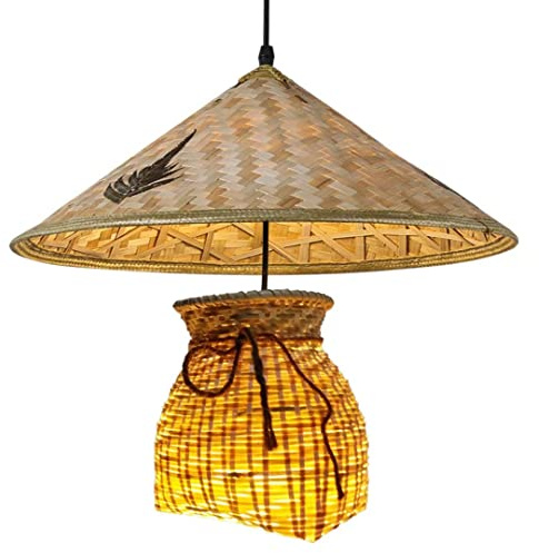 Lampada a Sospensione a Forma di Cesto di Pesce Intrecciato a Mano, Lampada da soffitto Naturale, Stile Rurale, per Bar, Sala da Pranzo, Sala da tè, Soggiorno