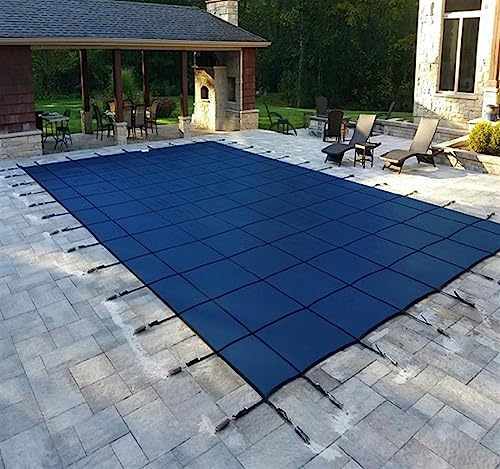 Above Ground & Inground Pool Safety Cover - Extra Long Mesh Pool Blankets (2m-7m) - Retractable Kid Safety Net & Winter Covers for Rectangular Pools - Blue Color