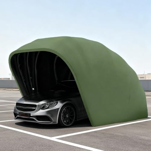 Toldo semiautomático para Coche, cochera Plegable y retráctil de Acero Inoxidable, Refugio móvil y Duradero, Garaje portátil para Todo Tipo de Clima para Acampada al Aire Libre(Dark Green)