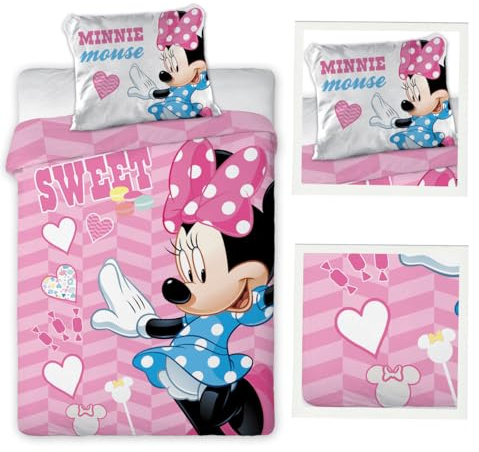Disney Minnie Maus Kinder Babybettwäsche 100x135 – Baumwolle – Wende-Bettbezug