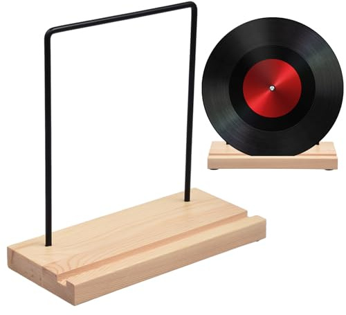 Skivhållare, metallhylla, trä, 20 cm, LP vinylförvaring, robust skivhållare för skivsamling, musikrum, kontor, födelsedagspresent eller semestergåva för musikälskare